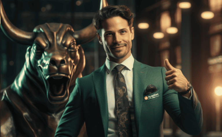 man in suite with wallstreet bull 1