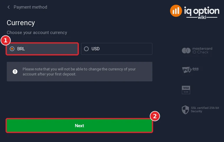 Step 4: choose BRL as the account currency and click Next