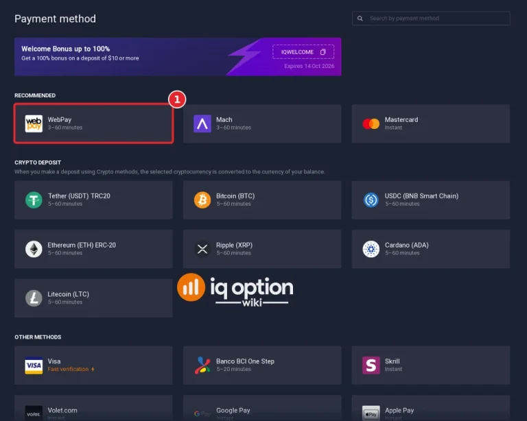 iq option chile deposit step 3 webpay