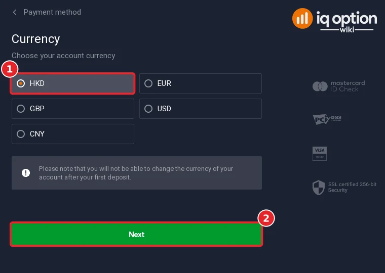 Step 4: choose HKD as the account currency and click Next
