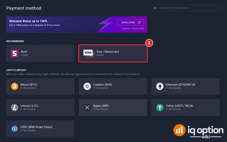 iq option kazakhstan deposit step 3 visa mastercard