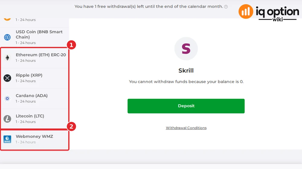 The end of the Moroccan list: four coins (1) and Webmoney WMZ (2), each at 1 to 24 hours.